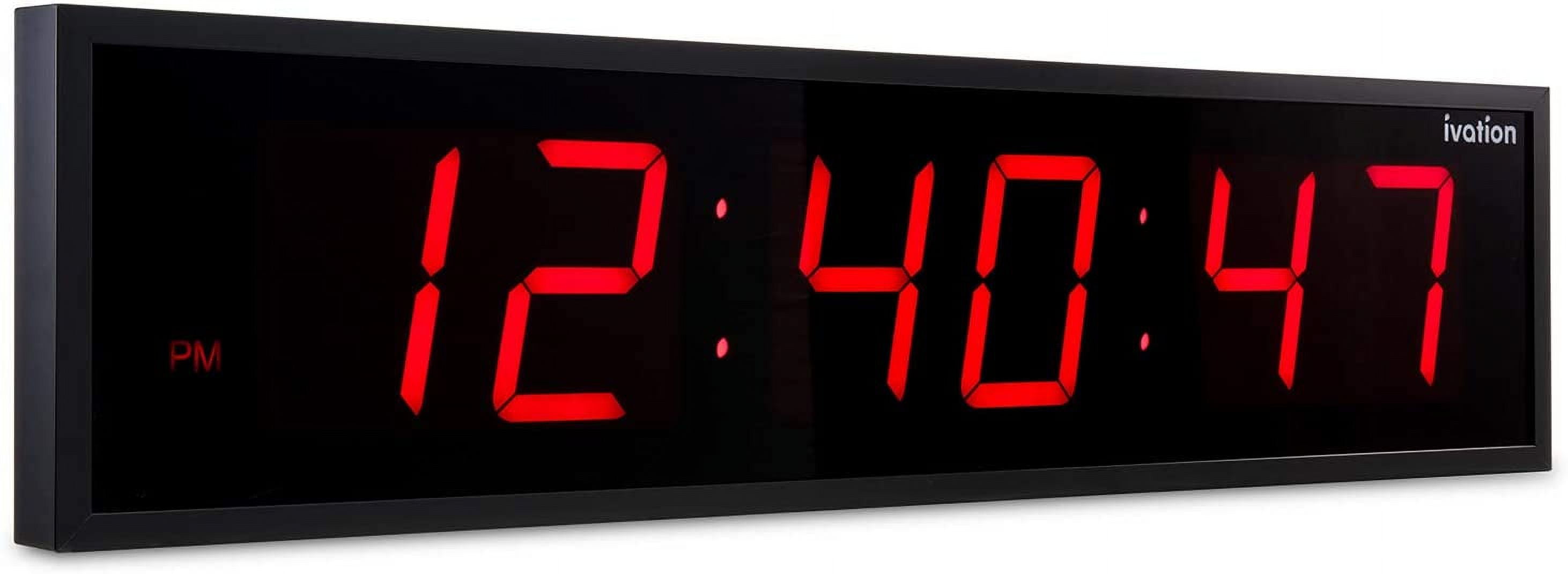 Ivation 24-Inch Red LED Oversized Digital Wall Clock