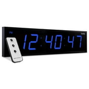 IVATION Quartz Digital LED Wall Clock with Alarm - Modern Timepiece