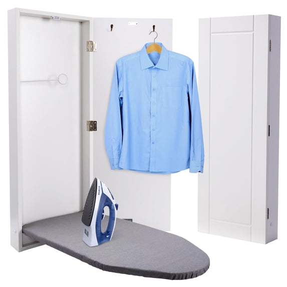 IVATION Wall-Mounted Ironing Board Cabinet with Right Side Door & Release Lever