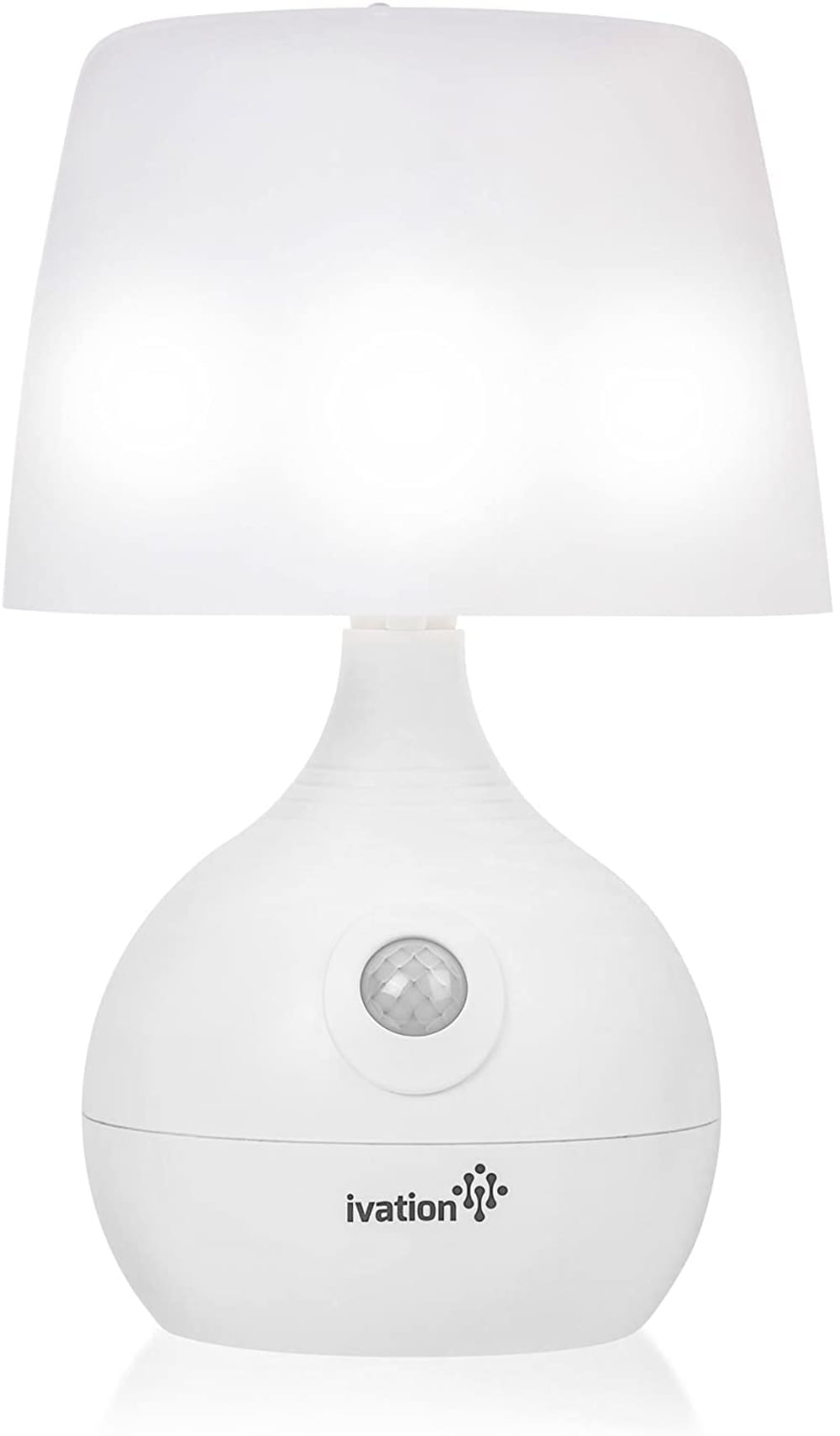 Ivation LED Battery Powered Lamp - Operated Motion Sensor Table Lamp White