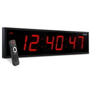 Ivation Large Digital Clock, 48 Led Wall Clock with Stopwatch, Alarms, Timer, Temp & Remote, Red