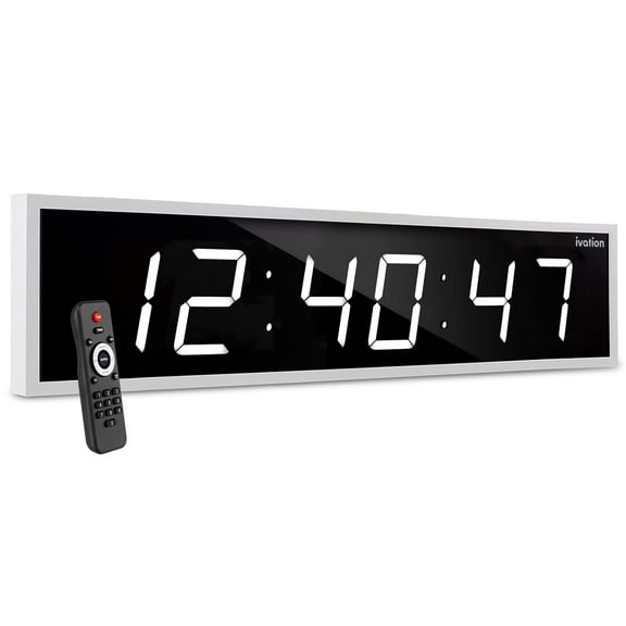 Ivation 72" LED Wall Clock with Stopwatch, Alarms, Timer, Temp & Remote