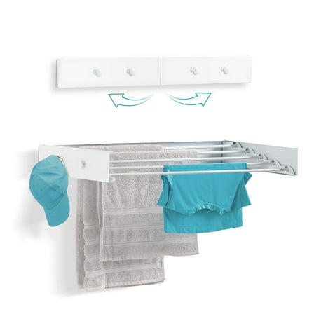 Ivation Retractable Wall Mounted Clothes Drying Rack - 32" Foldable Laundry Drying Rack for Clothing