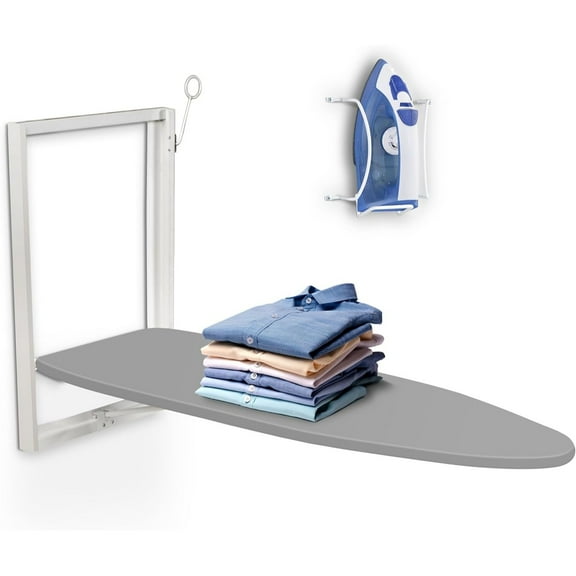 IVATION Wall Mounted Folding Ironing Board with Iron Holder - Space Saving & Easy to Use