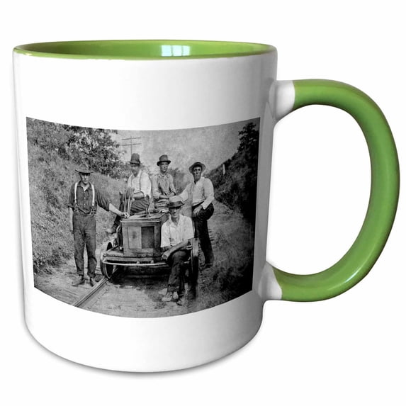 3drose, Ive Been Workin on the Railroad Grayscale, 15oz Two-tone Green Mug
