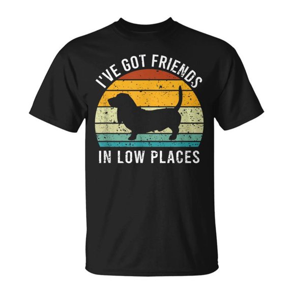 Ive Got Friends In Low Places Basset Hound Retro TShirt
