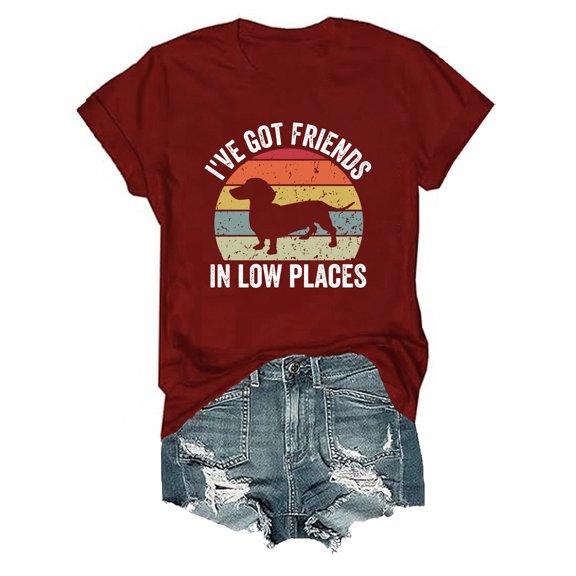 Ive Got Friends In Low Places Dachshund Shirt, Funny dachshund clothes V-Neck T-Shirt for Women Men Graphic Tee