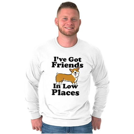 Ive Got Friends Low Places Cute Corgi Plus Size Long Sleeve Graphic Tee Shirt Brisco Brands 2X