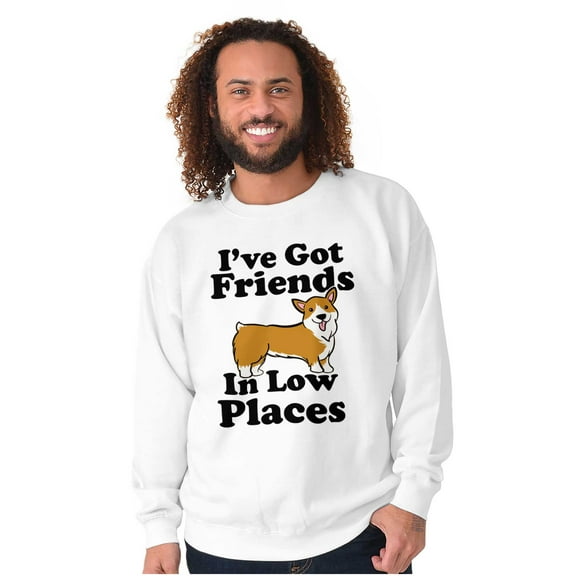 Ive Got Friends Low Places Cute Corgi Unisex Plus Fleece Graphic Sweatshirt Brisco Brands 2X