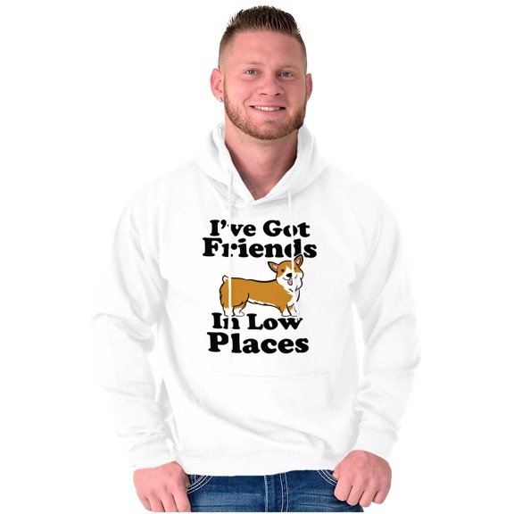 Ive Got Friends Low Places Cute Corgi Unisex Plus Fleece Graphic Hoodie Brisco Brands 3X