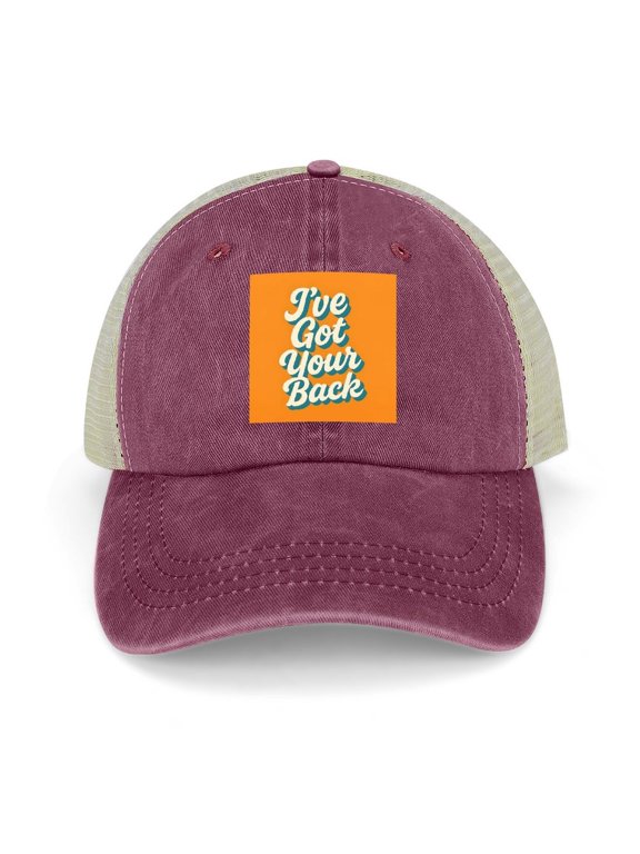 Ive Got Your Back Wine Red Adjustable Trucker Baseball Cap for Men Women, Mesh Snapback Hat