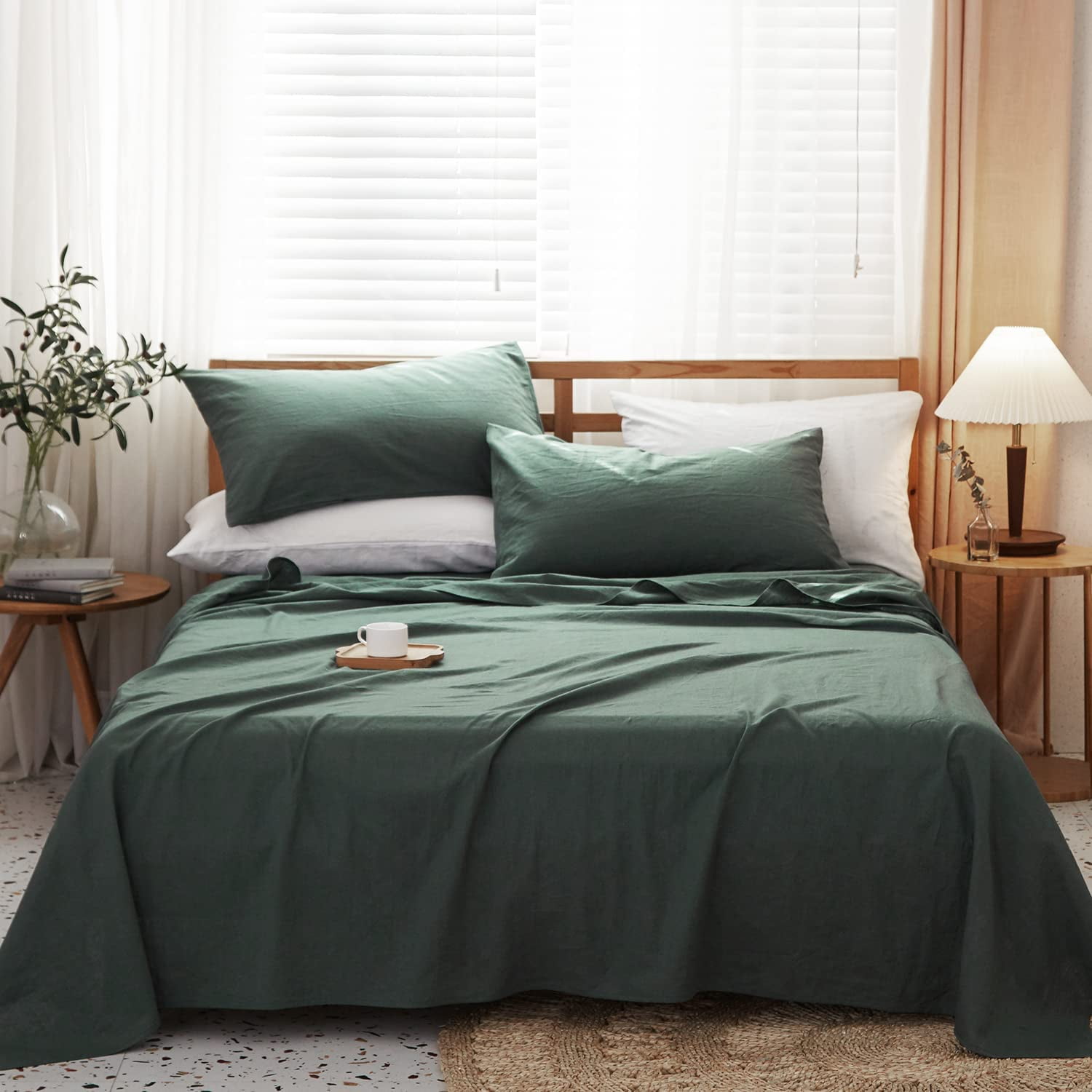 Ivellow Pure Linen Sheets 100 Linen Bed Sheets California King Sheet