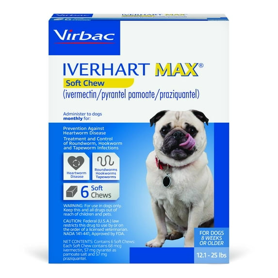 Iverhart Max Chewable Tablets for Dogs, 12.1-25 lbs