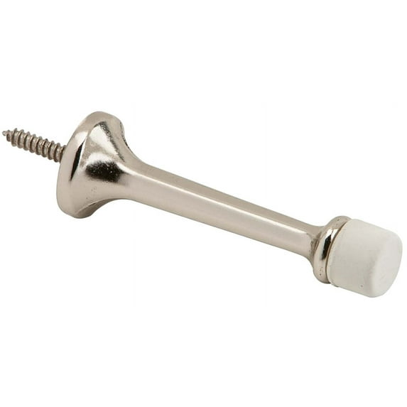 Ives 61A 3 3/16" Projection Aluminum Baseboard Rigid Door Stop 7/8" Base Diameter - Nickel