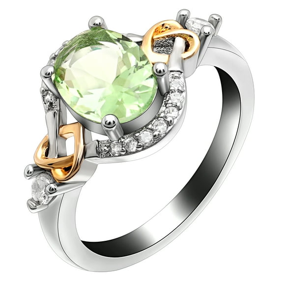 Ivette Birthstone Statement Ring Green Two Tone Plate Women Ginger Lyne Collection