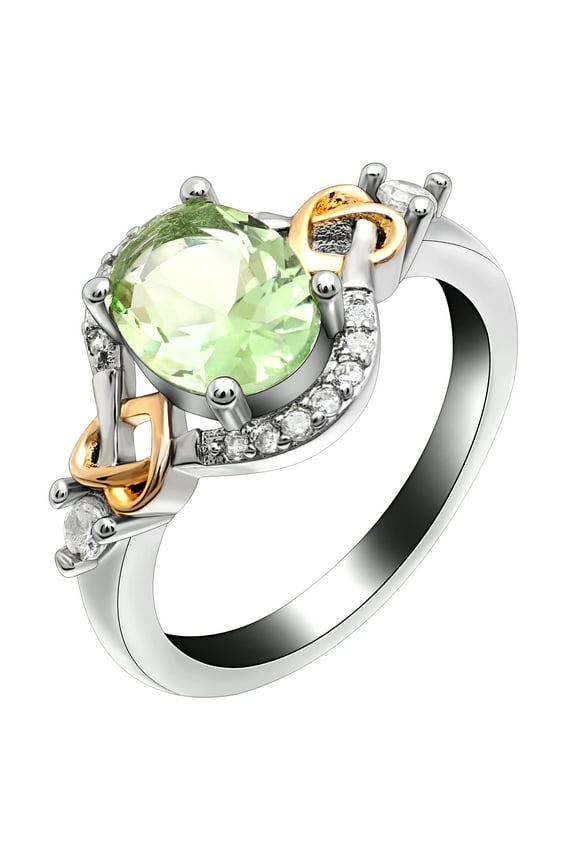 Ivette Birthstone Statement Ring Green Two Tone Plate Women Ginger Lyne Collection