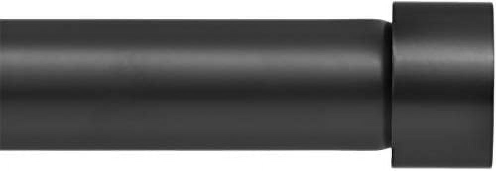 Black Adjustable Steel Curtain Rod with End Cap, 72-144 Inches