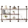 thumbnail image 1 of Ivinta 3-Tier Industrial Wall Mounted Solid Wood Shelf, 63 x 9.84 Inches, Metal+Pine Wood, 1 of 9