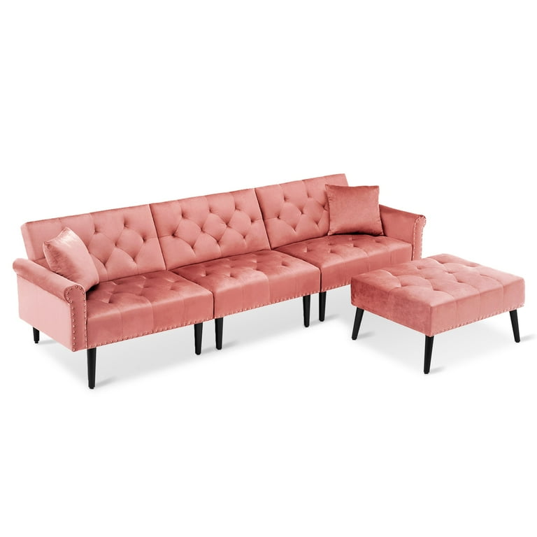 Walmart pink velvet couch deals