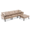 thumbnail image 1 of Ivinta Convertible Velvet Sofa, Sectional Couch with Ottoman, Sleeper Sofa 4-Seater for Living Room, 1 of 9