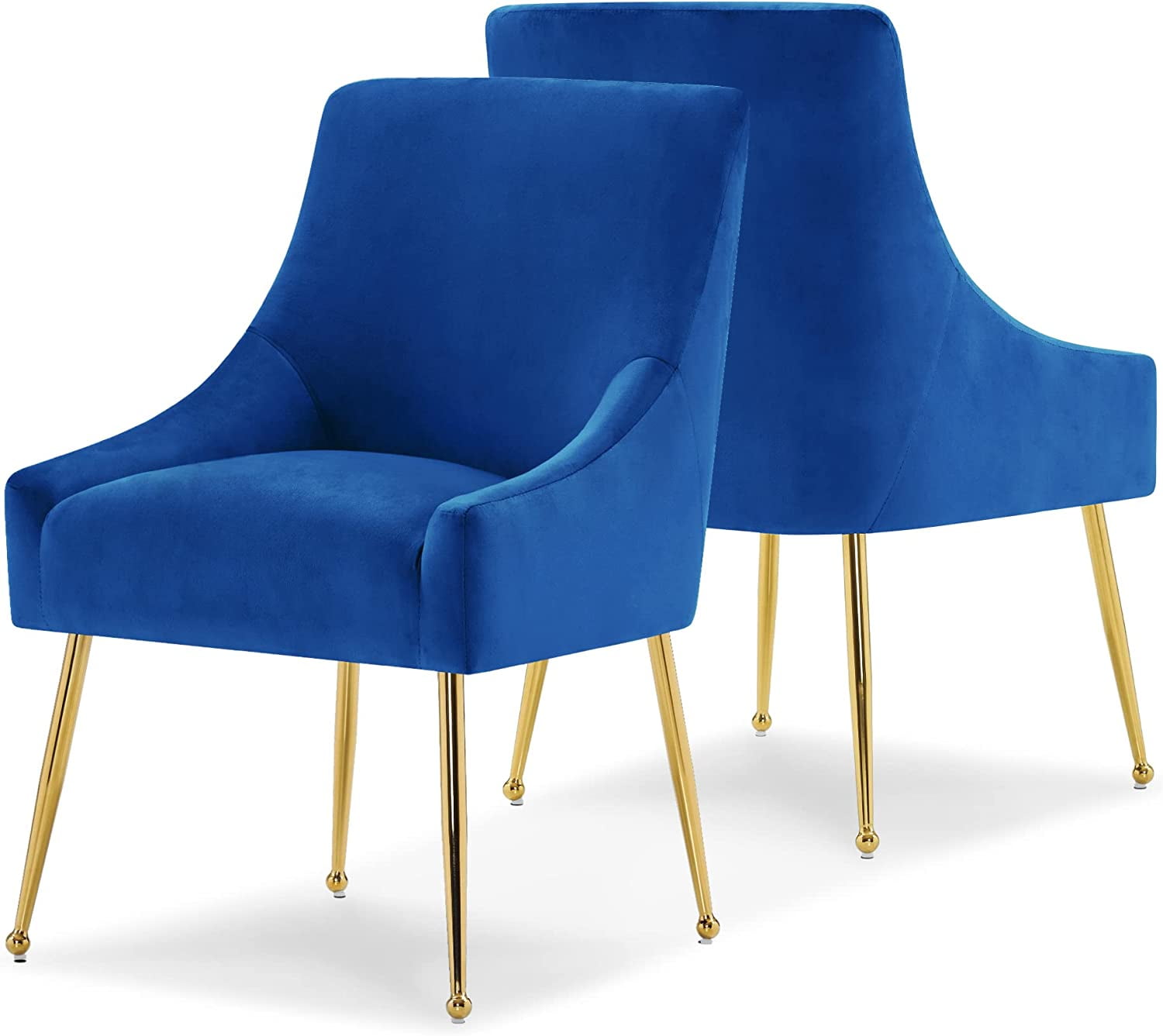 Ivinta Dining Chair Set of 2 with Gold Legs, Navy Velvet Upholstered Arm Chair for Living Room