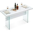 thumbnail image 1 of Ivinta Dining Table with Glass Legs, 55 inches Kitchen Table for 4/6 for Dinner Kitchen Dining Room (White), 1 of 9