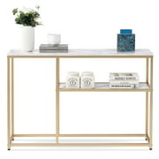 Ivinta Furniture Narrow Console Table, White Marble Sofa Table Small TV Entryway Table with Storage Shelf, Buffet Table for Hallway Living Room, 47.2 inch