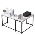 thumbnail image 1 of Ivinta Industrial L-Shaped Desk, Thickened 2" Desktop Lap Desks, 58 in x 44 in, White, 1 of 9