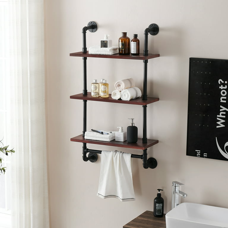 Bolton Bathroom Storage Cubby & Towel Bar Wall Shelf