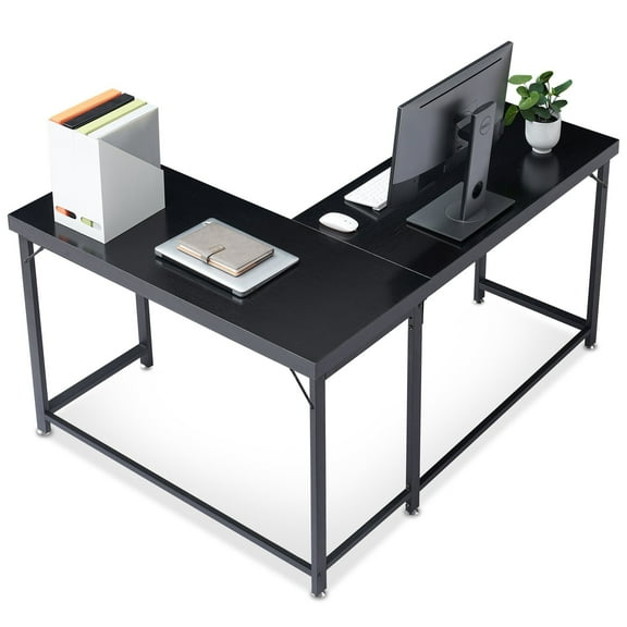 Ivinta L-Shaped Desk, Adult Lap Desks, 44" x 58", Black, 1 Count, 1 Pack