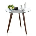 thumbnail image 1 of Ivinta Modern Round Glass Home Kitchen Small Dining Table Brown Oak Legs 31.5 inch, 1 of 6