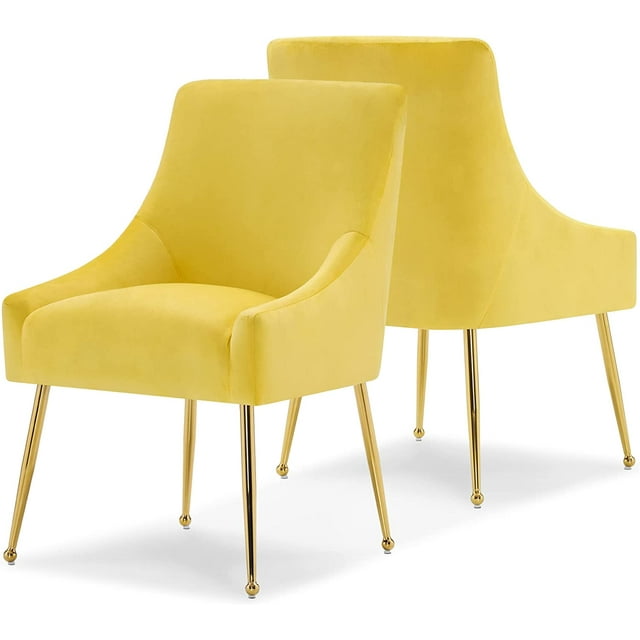 Ivinta Modern Yellow Dining Chairs Set of 2, Velvet Accent Chairs with