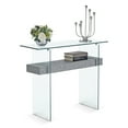 thumbnail image 1 of Ivinta Narrow Glass Console Table with Storage Modern Sofa Table Entryway Table Glass Writing Desk Small Computer Desk TV Table Buffet Table Modern Accent Table for Small Space Living Room Hallway, 1 of 10