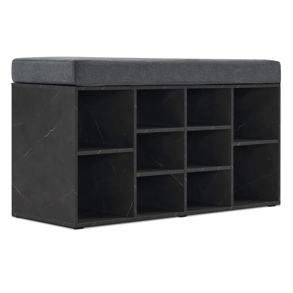 Ivinta Shoe Storage Bench with Cushion, Storage Cabinet Bench with Seating, Adjustable Shelves with Shoe Shelf for Living Room, Entryway, Bedroom