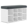 thumbnail image 1 of Ivinta Shoe Storage Bench with Cushion and 10 Cubbies, Shoe Rack Organizer Bench with Adjustable Shelves for Living Room, 1 of 8