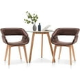 thumbnail image 1 of Ivinta Small Dining Table Set for 2, Round Glass Dining Table with Two Yellow Upholstered Fabric Chairs (Espresso)…, 1 of 4