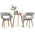 thumbnail image 1 of Ivinta Small Dining Table Set for 2, Round Glass Dining Table with Two Yellow Upholstered Fabric Chairs (Fabric, Grey), 1 of 6