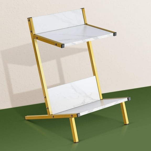 Ivinta Small End Table with Storage Open Shelf, 2-Tier Modern Simplistic Side Table for Living Room(White)