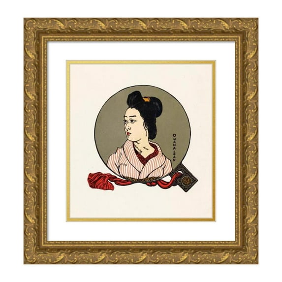 Ivo Puhonny 15x16 Gold Ornate Wood Frame and Double Matted Museum Art Print Titled - Portrait of an Unknown Japanese Woman (1886)
