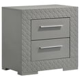 thumbnail image 1 of Ivon Nightstand, 2 Storage Drawers, 26 Inch Glossy Gray Hardwood, 1 of 7