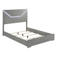 thumbnail image 1 of Ivon Queen Size Bed, 3D Embossed LED Headboard, Gray Solid Hardwood, 1 of 5