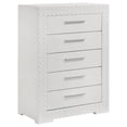 thumbnail image 1 of Ivon Tall Dresser Chest, 5 Drawers, Modern Glossy White Solid Hardwood, 1 of 5
