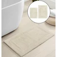 thumbnail image 1 of Ivory 2 Piece Solid Border Plush Soft Cozy Cotton Bath Mat Set, 1 of 4