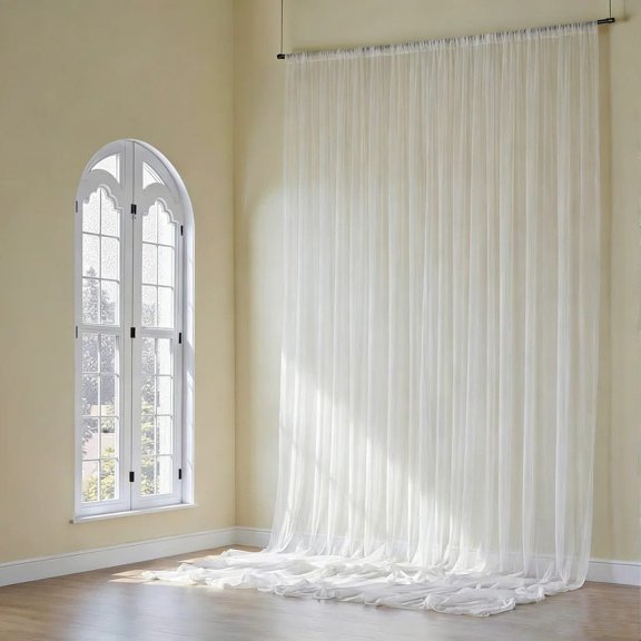 Ivory 5x20 feet Chiffon Sheer Curtain Panel Ceiling Backdrop Drape Wedding Party Decor