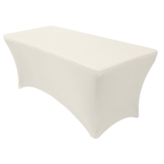Ivory 6 Foot 30x72 Stretch Spandex Table Cover by Banquet Tables Pro