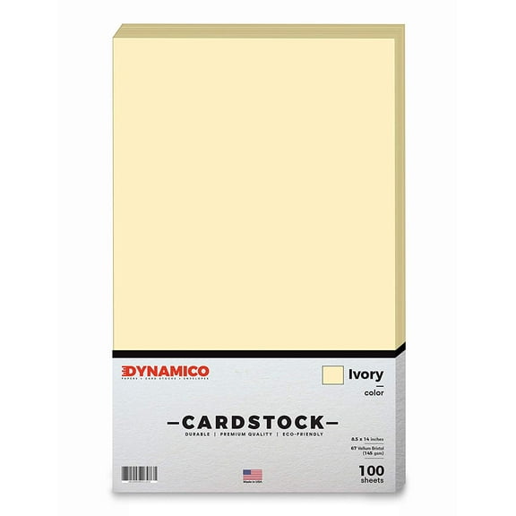 Ivory 8.5 x 14" Pastel Color Cardstock Paper - for Cards and Stationery Printing | Medium to Light Weight Card Stock 67 LB Vellum Bristol | 100 Sheets