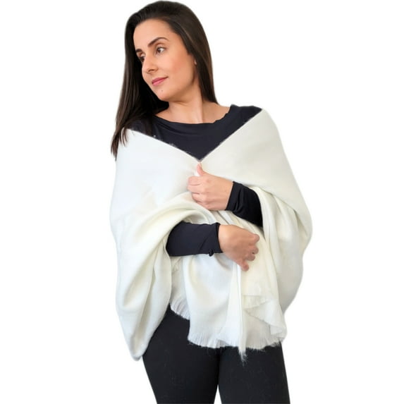 Alpaca Wool Wedding Shawl - Ivory