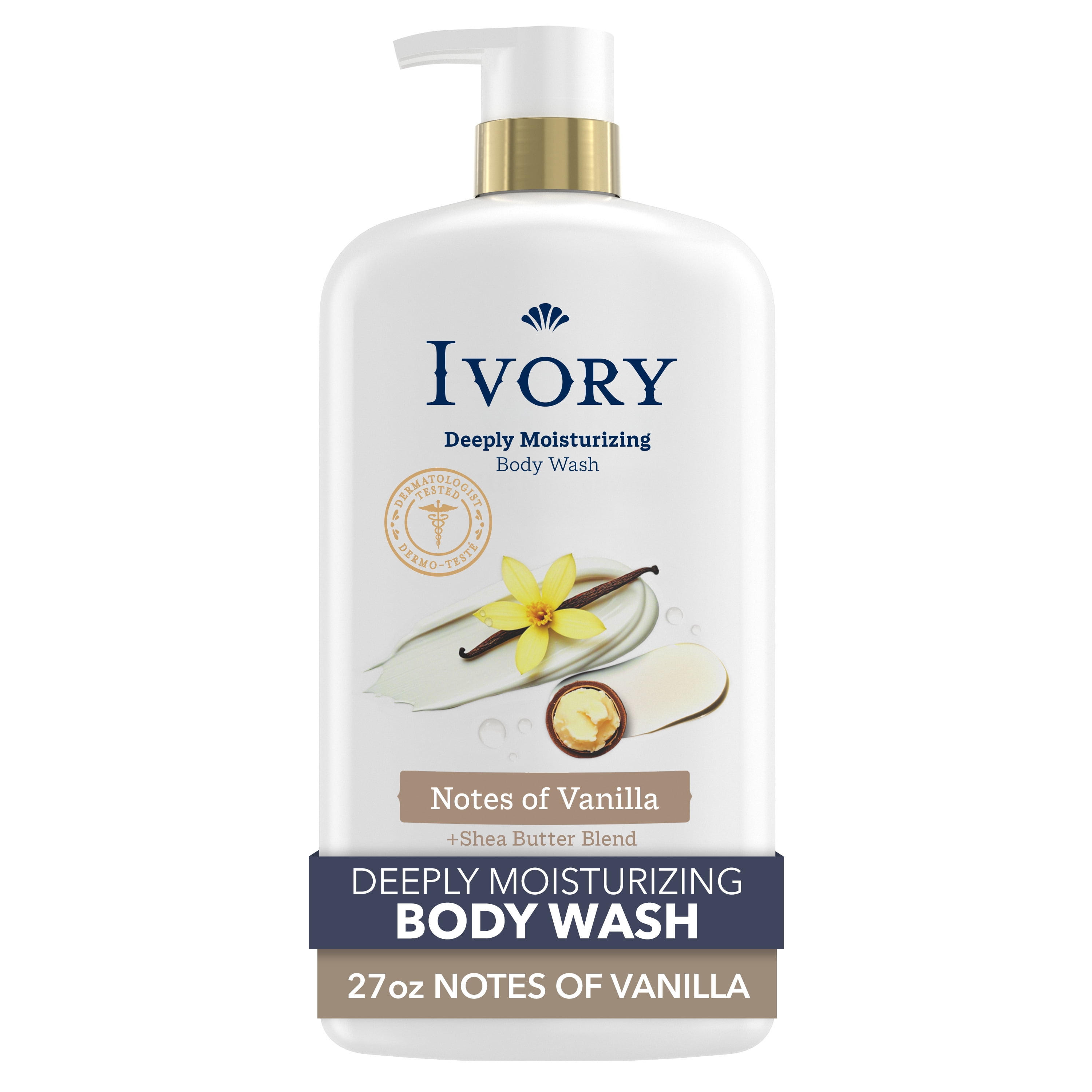 Ivory Deeply Moisturizing Body Wash, Notes of Vanilla Scent, 27 fl oz