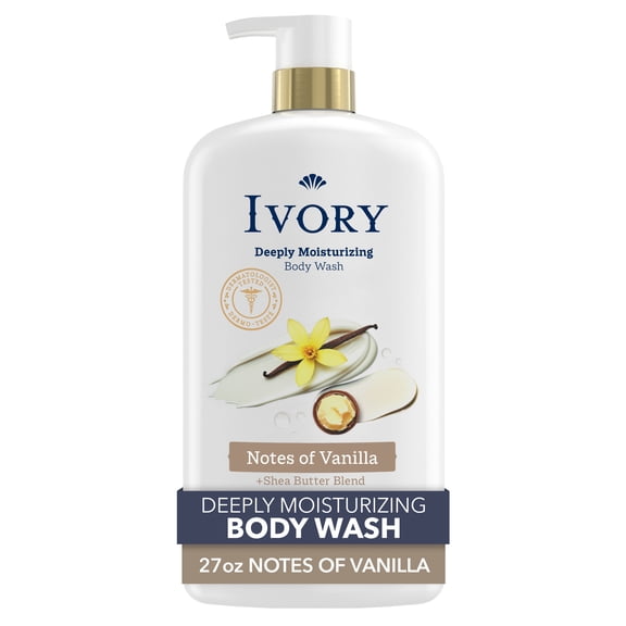 Ivory Deeply Moisturizing Body Wash, Notes of Vanilla Scent, 798 ml