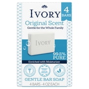 Ivory Gentle Bar Soap, Original Scent 4 oz, 4 Count
